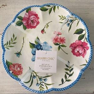 Shabby Chic Pink and Blue Floral Dinner Plate Set of 4 - Melamine